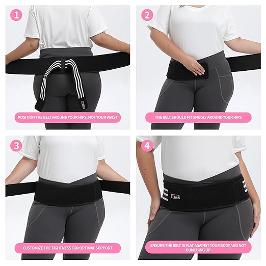 Sacroiliac SI Joint Hip Belt for Women Men-Alleviate Sciatica|Pelvic|Back|Lower Back Support, Pelvic Support Belt, Adjustable Lumbar Pain Relief, Trochanter Belt,Black, XXL(Hip Size 63"- 71")