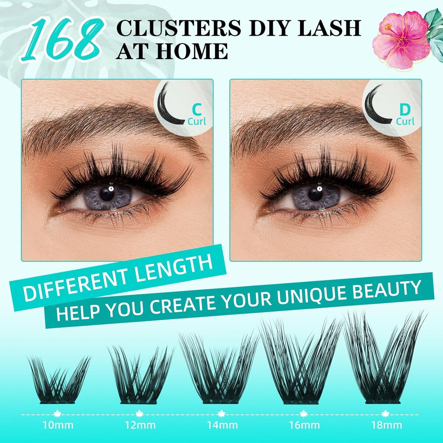 Lash Clusters Wet Look 168Pcs Eyelash Cluster Ultra-Thin Lash Band Eyelashes Extensions Spiky Anime Wide Span Lashes(Mallow,D-12mm)