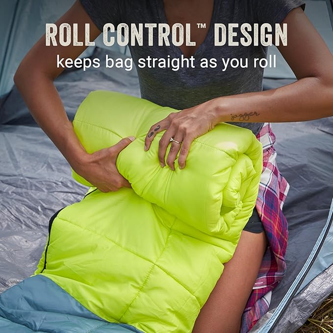 Coleman Kompact Cool-Weather Sleeping Bag, 20°F/30°F/40°F Adult Sleeping Bag with Heat Retention, Stuff Sack, & Snag-Free Zipper