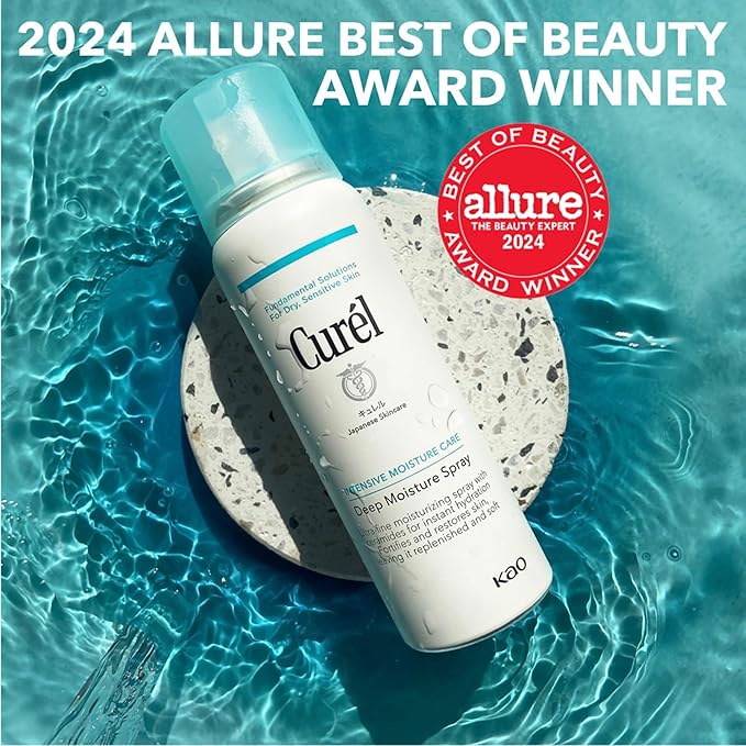 Curel Japanese Skin Care Deep Moisture Spray, Spray on Moisturizer for Dry Skin, Face Hydrating spray with Ceramides, 5 Oz