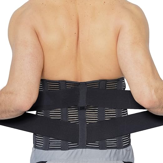 NeoTech Care Adjustable Compression Wide Back Brace Lumbar Support Belt (Beige, Size XXL)