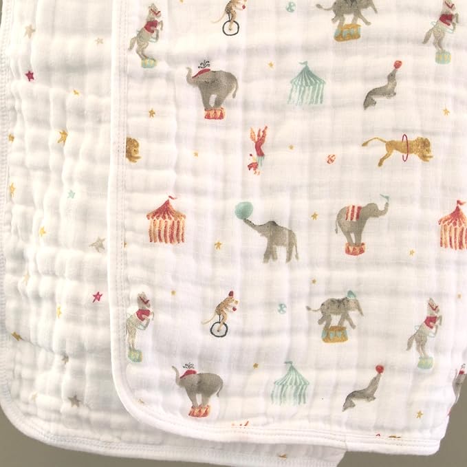 aden + anais Essentials Dream Blanket, Muslin Baby Blankets for Girls & Boys, Ideal Lightweight Newborn Nursery & Crib Blanket, Elephant Circus