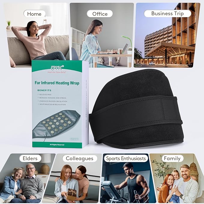 UTK Heating Pad for Back Pain Relief, Far Infrared Heating Pads with 20 Natural Jade Stones, Heating Fast, Hot Enough, Auto Shut Off, Smart Controller, 55'' Large Size Heat Pad for Back