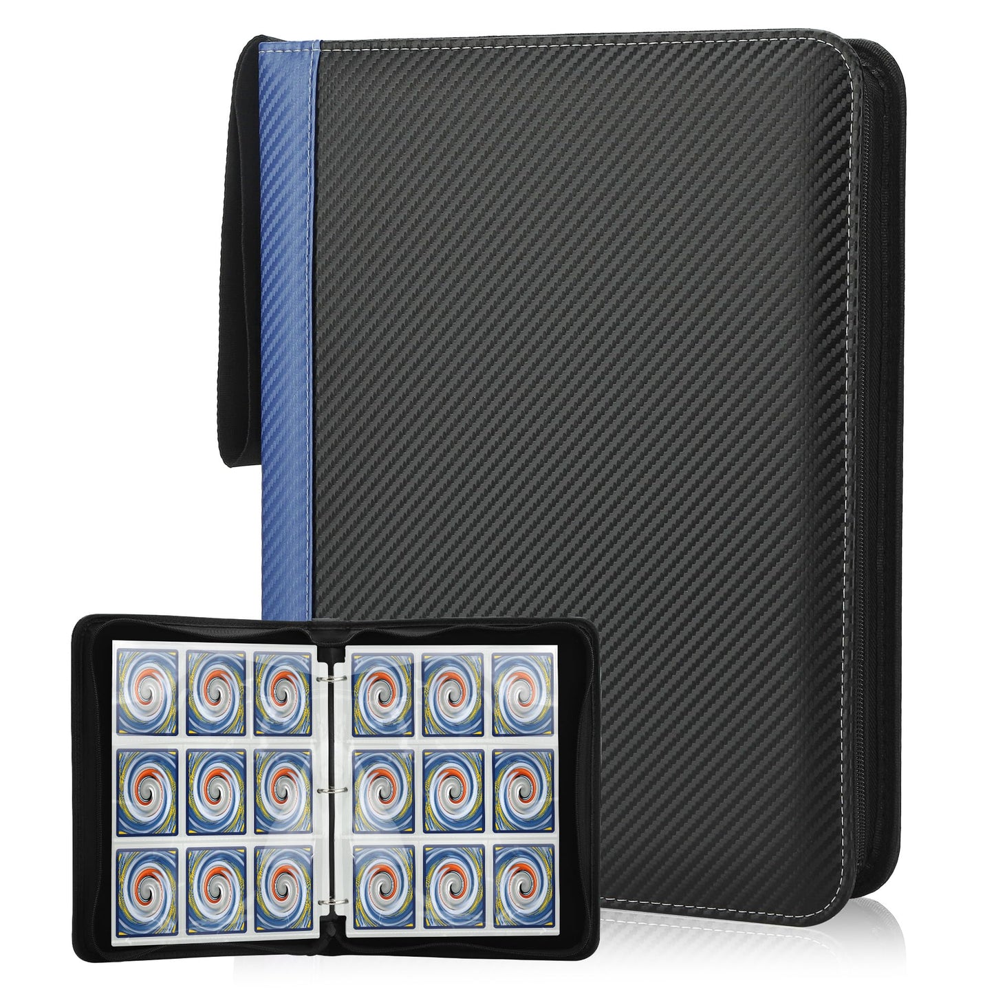 TCGUARD 9 Pockets Trading Card Binder with Sleeves Card Organizer, 900 Double Sided Pocket PU Card Collection Binder, Baseball Binder,for Sports Card, MTG, TCG Yugioh Card (Blue)