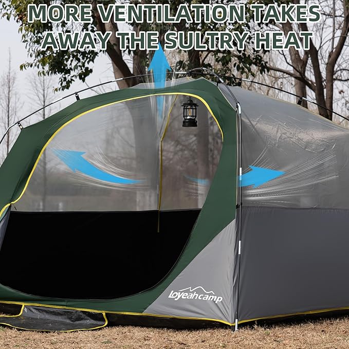 4 Person Blackout Camping Tent, Easy Setup Waterproof Family Dome Tent for Camping with Rainfly, Portable Double Layer Large Family Tent for Outdoor Camping&Hiking