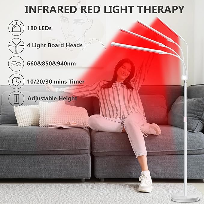 Red Light Therapy for Body, 180LEDs Red Light Therapy Lamp with Stand, Infrared Light Device at Home, Office