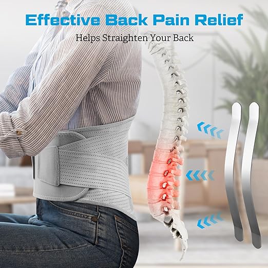 NEENCA Professional Back Brace for Herniated Disc, Lower Back Pain Relief, Lumbar Strain | Adjustable Lumbar Support Belt for Men and Women | Ideal for Work, Lifting, Posture Correction, Sciatica, Scoliosis (Gray, Medium)