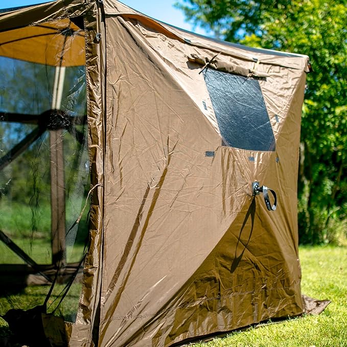 CLAM Quick Set Venture 9 x 9 Foot Portable Outdoor Camping Canopy Shelter, Brown Quick Set Screen Hub Tent Wind & Sun Panels, Brown (2 Pack)