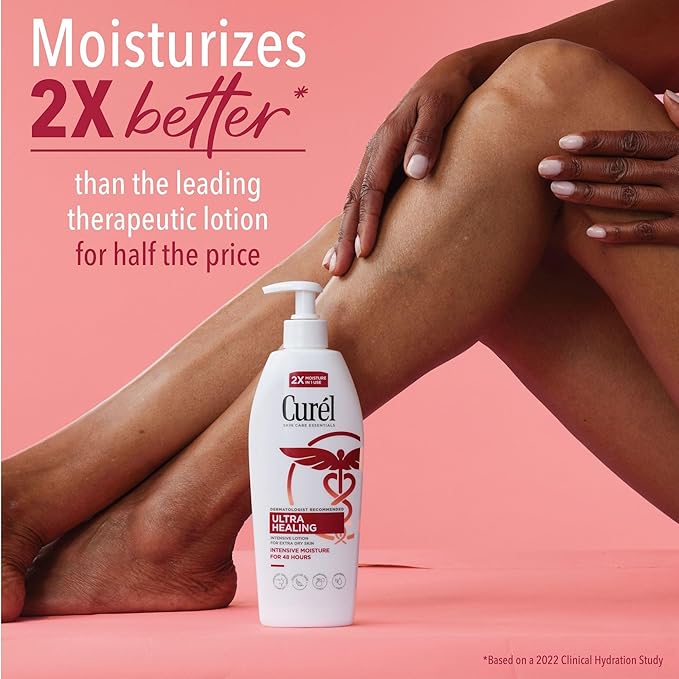 Curel Ultra Healing Intensive Fragrance-Free Lotion For Extra-Dry Skin, Dermatologist Recommended, Ideal for Sensitive Skin, Cruelty Free, Paraben Free, 13 Oz, Pack of 3
