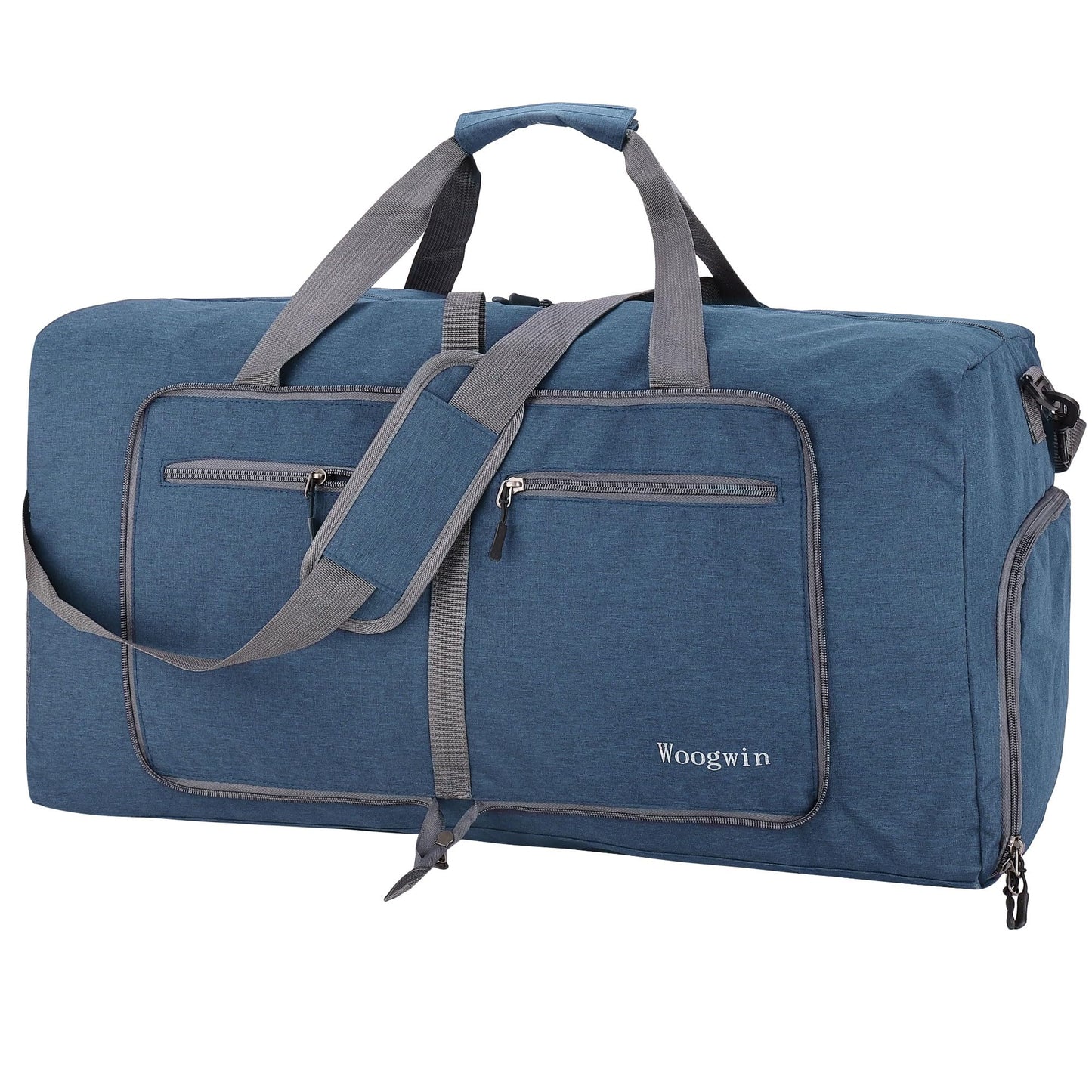 Woogwin Travel Duffel Bag Large Foldable Waterproof Overnight Bag for Beach Swim Bags Pool Sports Gym (60L SnowDarkblue)
