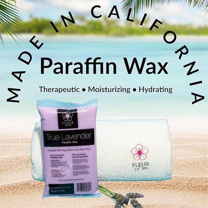 Premium Paraffin Wax Refills - Made in USA - Enhanced and Rich Oil Infusion of Coconut and Jojobo for Luxurious Spa and Home Use on Hands and Feet (True lavender, 1 pound)
