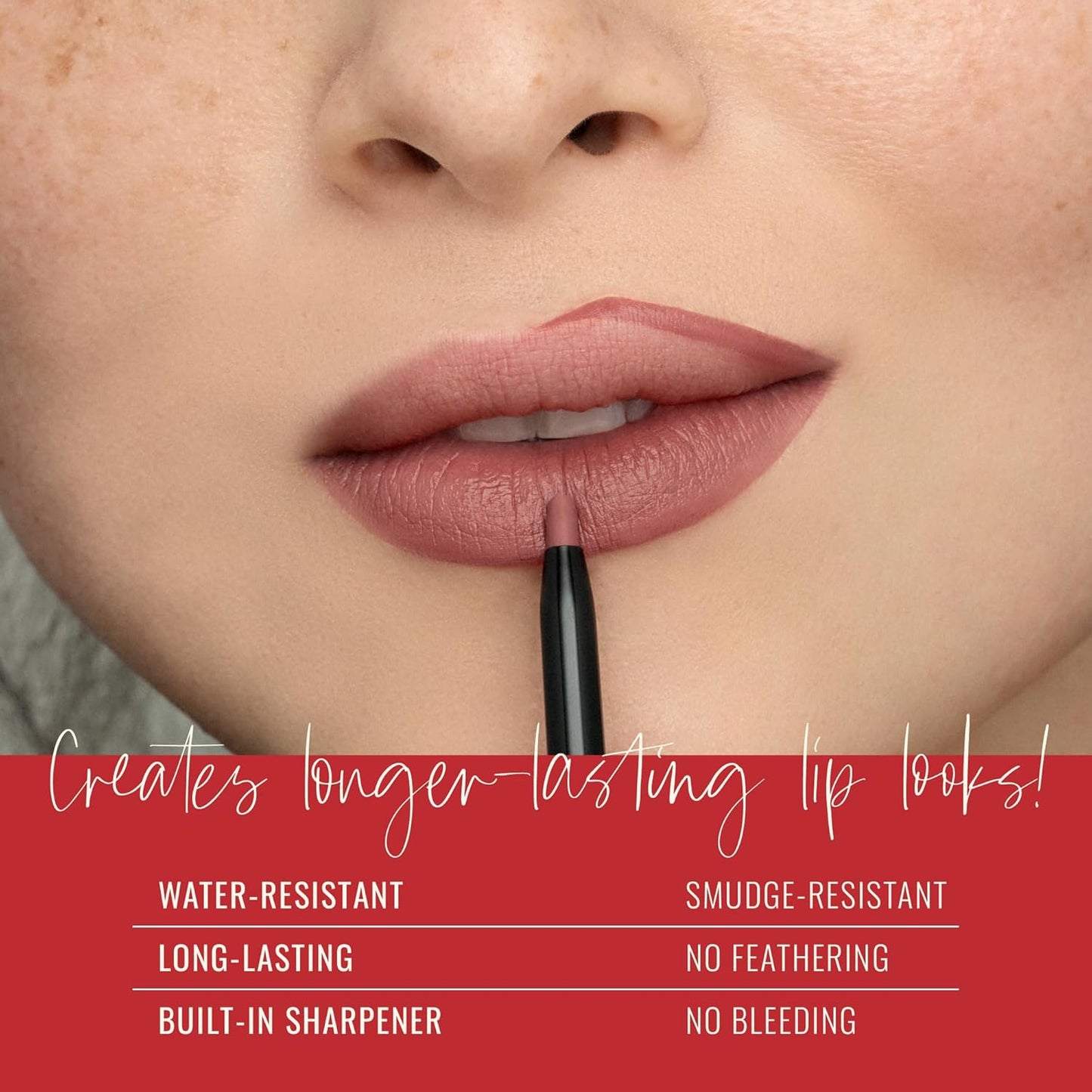 Runway Rogue Designer Liner Lip Pencil, Matte Cool Berry-Rose Lip Liner Pencil and Lip Liner Sharpener, ‘Camera Ready’