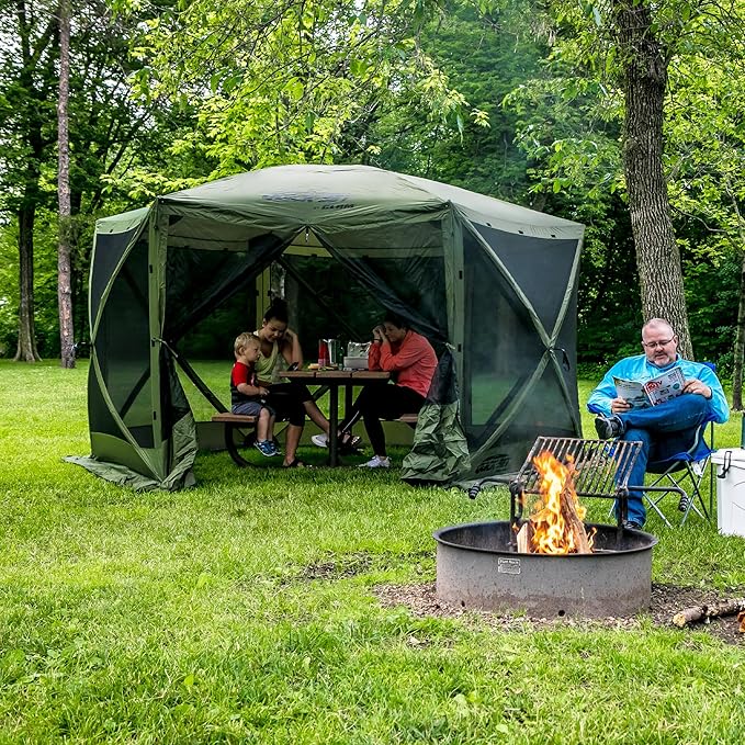 CLAM Pop Up Screen Tent, Outdoor Camping Gazebo Canopy, Escape, 11.5', Green