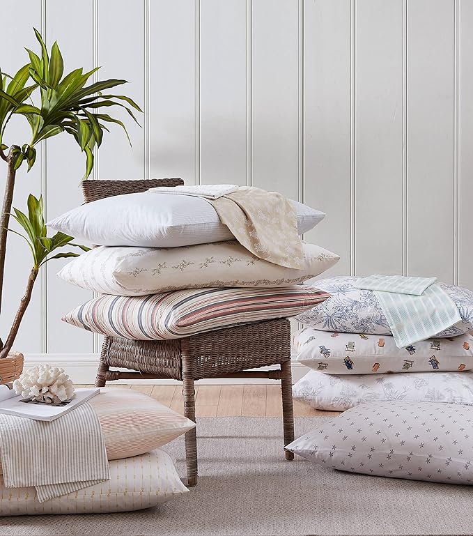 Tommy Bahama - Queen Sheets, Cotton Percale Bedding Set, Crisp & Cool, Stylish Bedding Set (Pen and Ink Palm Blue, Queen)