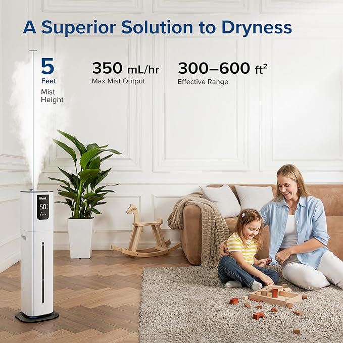 LEVOIT OasisMist 1000S (10L) Smart Humidifier for Home Large Room Bedroom, Last 100 Hours Suitable for Indoor Plant, Cover up to 600ft², Easy Top Fill, Remoter & Voice Control, Auto Mode, Quiet, White