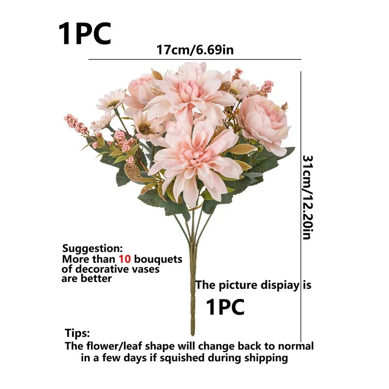 1Pc Artificial Silk Dahlia Rose Daisy