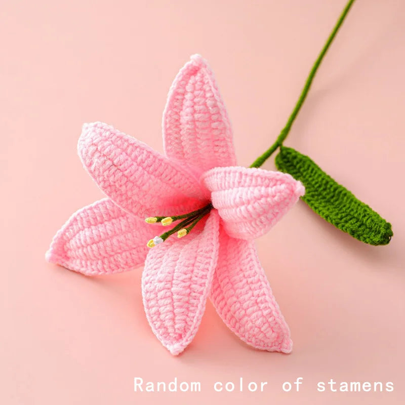 Hand-Knitted Crochet Lily Bouquet Gift