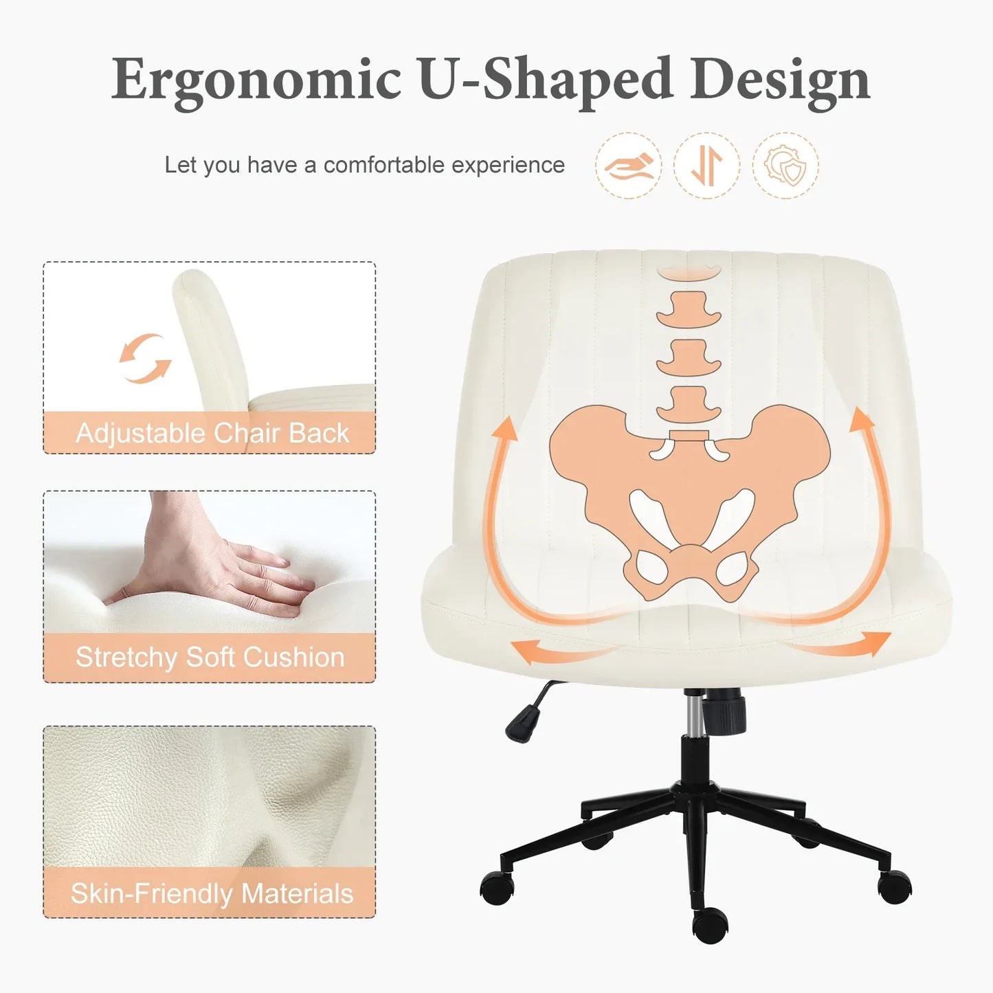 JHK Armless Swivel Office Chair