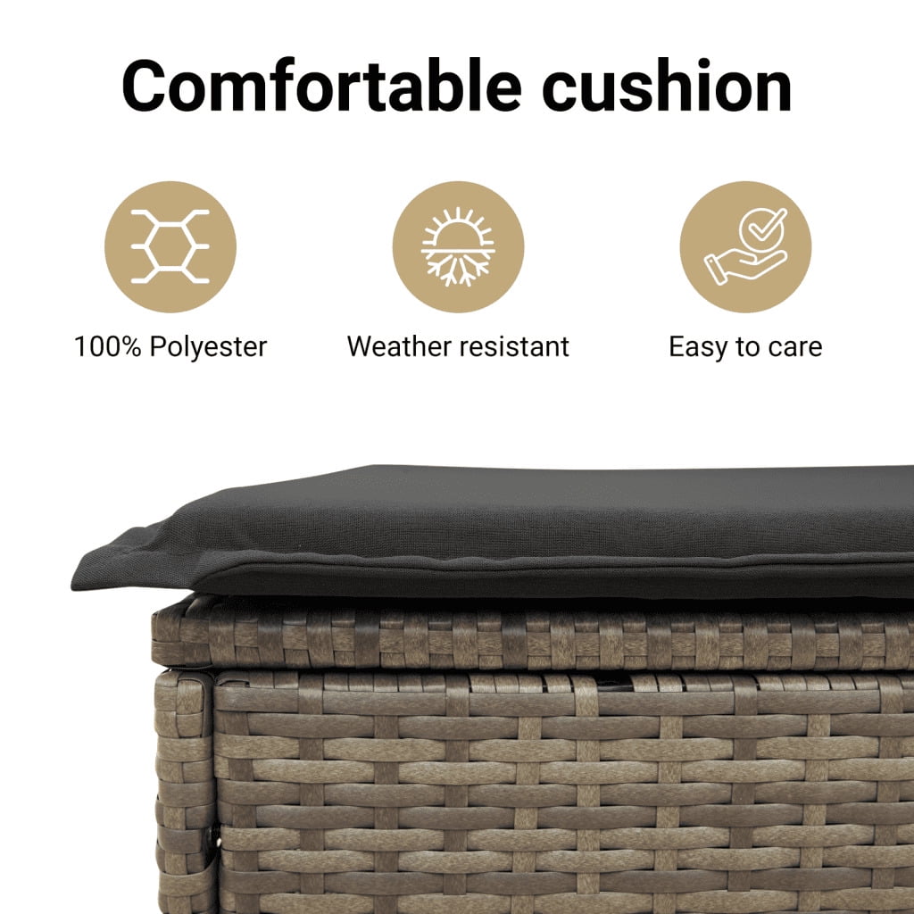 vidaXL Garden Sofa Set Grey PE rattan 9 Piece Adjustable Armrests