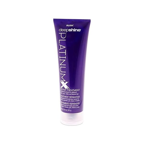 RUSK Deepshine PlatinumX Repair Treatment, Repairs and Moisturizes Chemically Treated or Damaged Hair, Adds Shine to Platinum, Blonde, Gray, Silver 8.5 oz