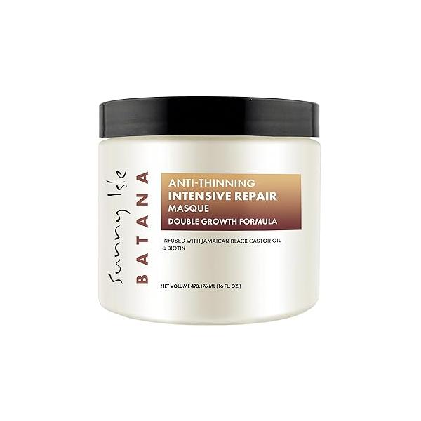 Sunny Isle Batana Anti-Thinning Intensive Repair Masque 16oz Infused with Biotin and Jamaican Black Castor Oil | Double Growth Formula