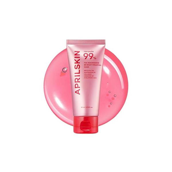 APRILSKIN TXA Niacinamide 99 Overnight Wrapping Mask | 99% High-Purity TXA+Niacinamide for Uneven Skin Tone Booster Toning Care, Firming & Pore Care 80ml, 2.70 fl.oz.