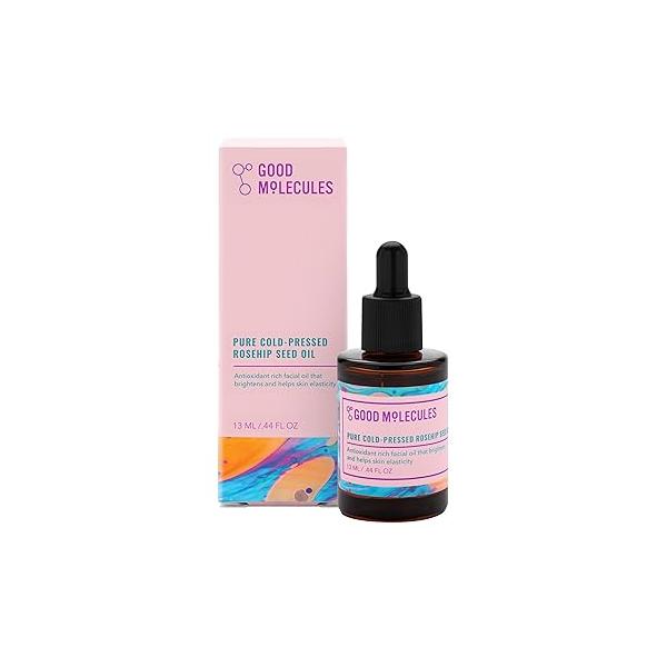 Good Molecules Pure Cold-Pressed Rosehip Seed Oil - 100% Natural Rose Hip Light Weight Face Moisturizer for Anti-Aging, and Plumping Hydrating Facial Skin Care
