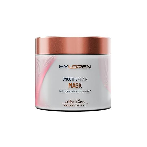 Mon Platin Professional Hair Mask for Damaged & Straightened , 500ml - HY Loren Smoother with Hyaluronic Acid, Deep Conditioning Treatment, Anti-Frizz Conditioner