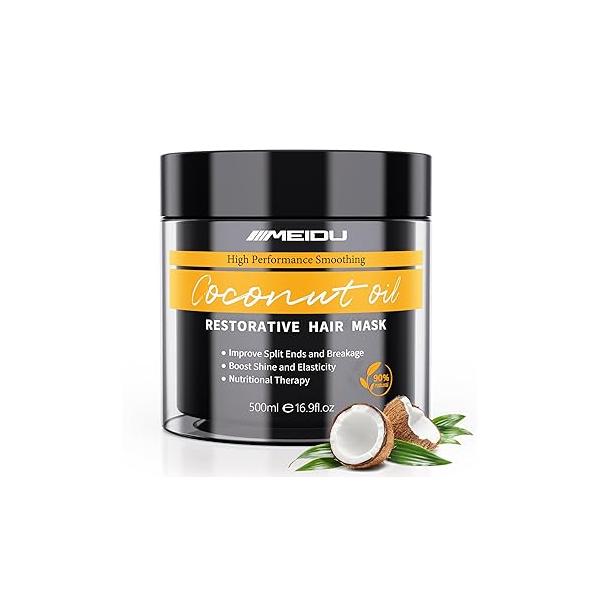 Meidu Keratin Hair Mask Treatment, for Dry Damaged Hair, Deep Repair Conditioning Mask, Coconut Oil Hydrating All Types (16.9 Fl Oz)