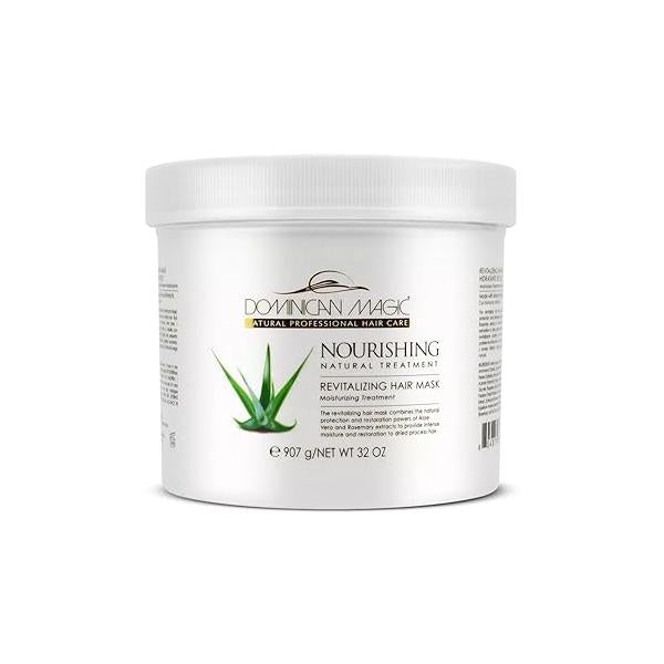 Dominican Magic Nourishing Revitalize Moisturizing Hair Mask with Aloe Vera & Rosemary Extract - Treatment for Damaged and Frizzy Natural Hair, 32 oz